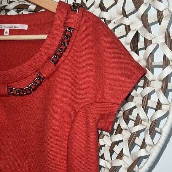 Rachel Rachel Roy chain collared  orange shift dress size small - Picture 5 of 9
